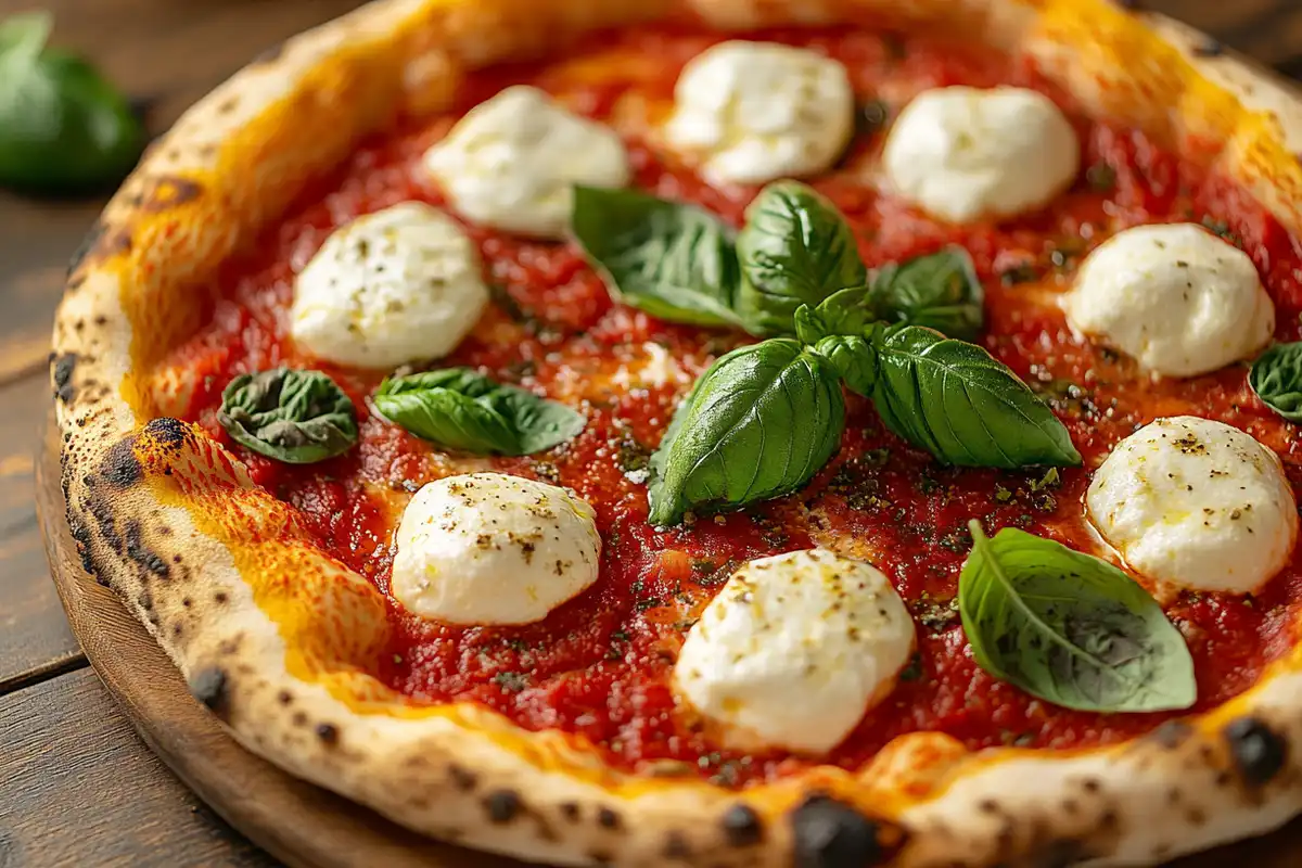 Ooni pizza oven with freshly baked pizza and vibrant ingredients outdoors.