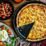 Tortilla quiche bake served with fresh salad.
