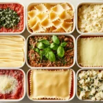 Assembling layers of San Giorgio Lasagna in a baking dish