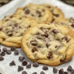Bread Flour Dessert Recipes: Chocolate chip cookies made with bread flour on parchment paper, showcasing a rich and chewy texture.